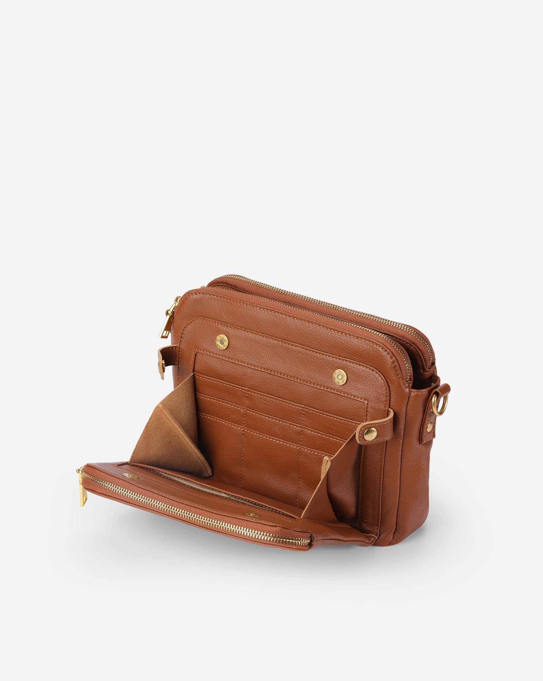 The Bali Three-Layer Leather Crossbody Shoulder & Clutch Bag 2.1L