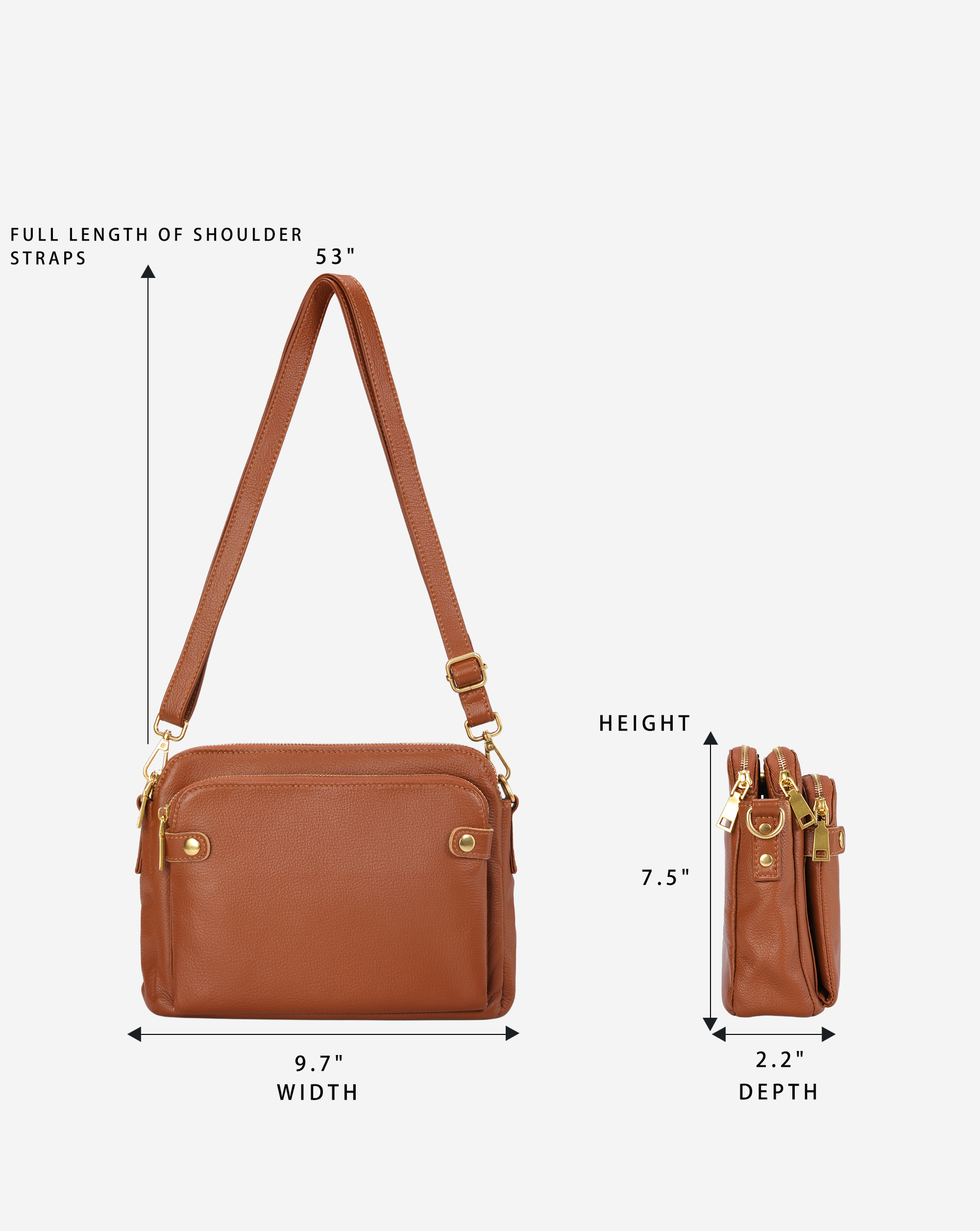 The Bali Three-Layer Leather Crossbody Shoulder & Clutch Bag.