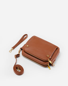 The Bali Three-Layer Leather Crossbody Shoulder & Clutch Bag 2.1L
