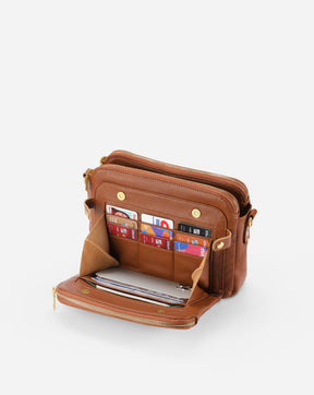 The Bali Three-Layer Leather Crossbody Shoulder & Clutch Bag 2.1L