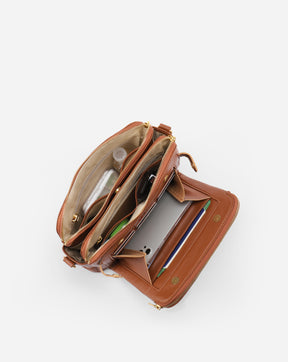 The Bali Three-Layer Leather Crossbody Shoulder & Clutch Bag 2.1L
